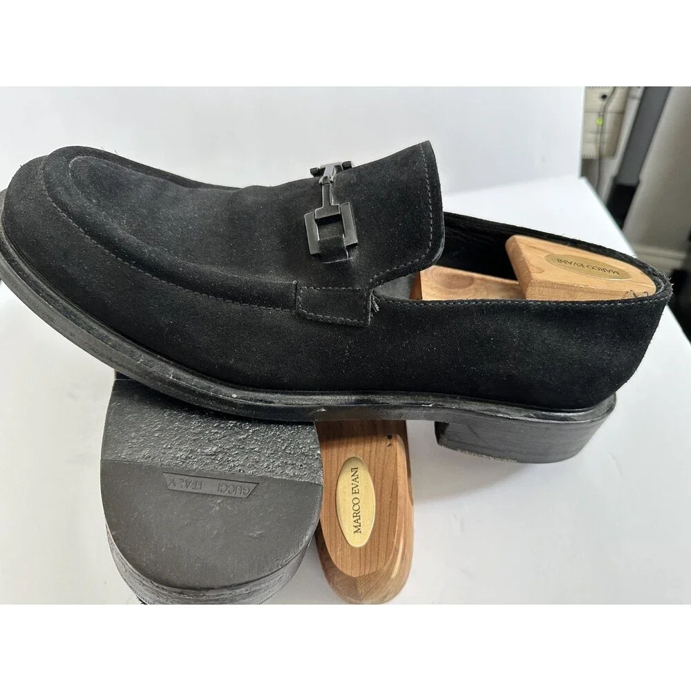 Vintage Very Good Cond. Gucci Black Suede (Men display picture 3